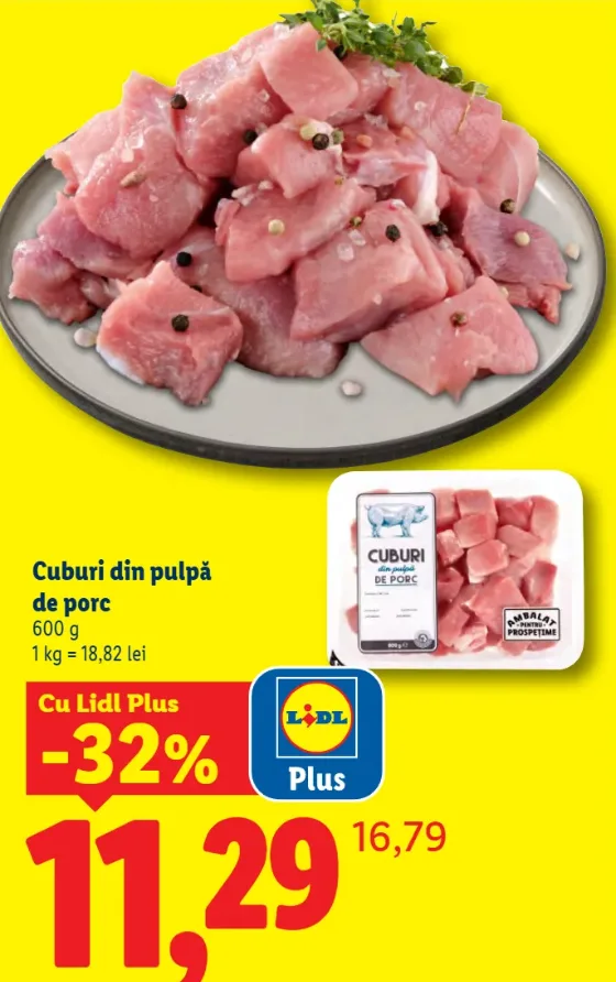 Cuburi din pulpă de porc