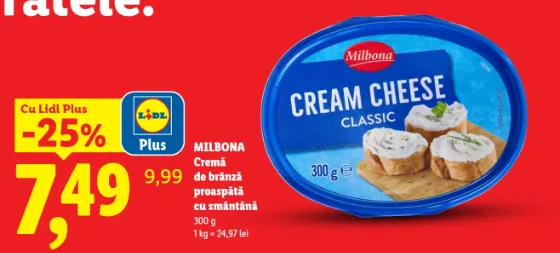 Milbona Cremă de brânză proaspătă cu smântână