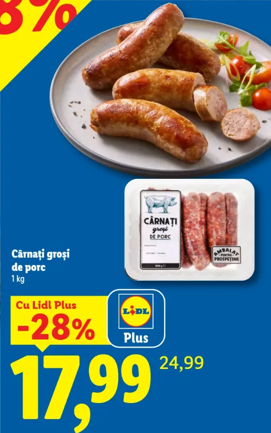 Cârnați groși de porc